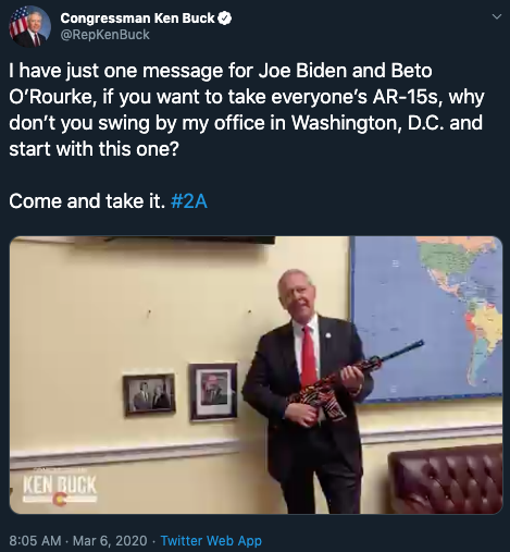 Ken Buck tweet on 2A_March 6 2020