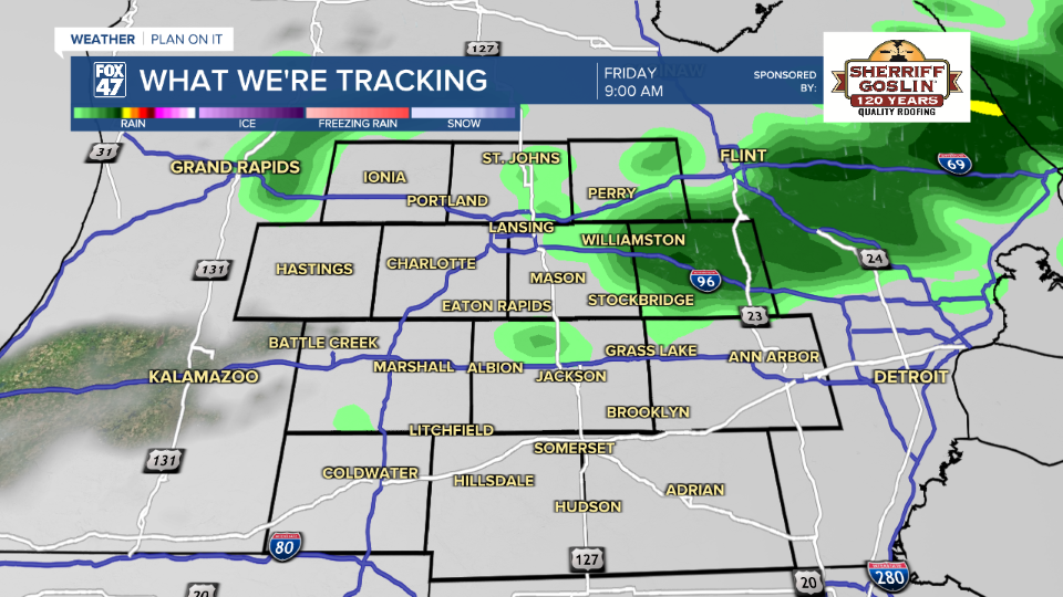AM showers will be out of the way after noon Friday with no major impacts expected