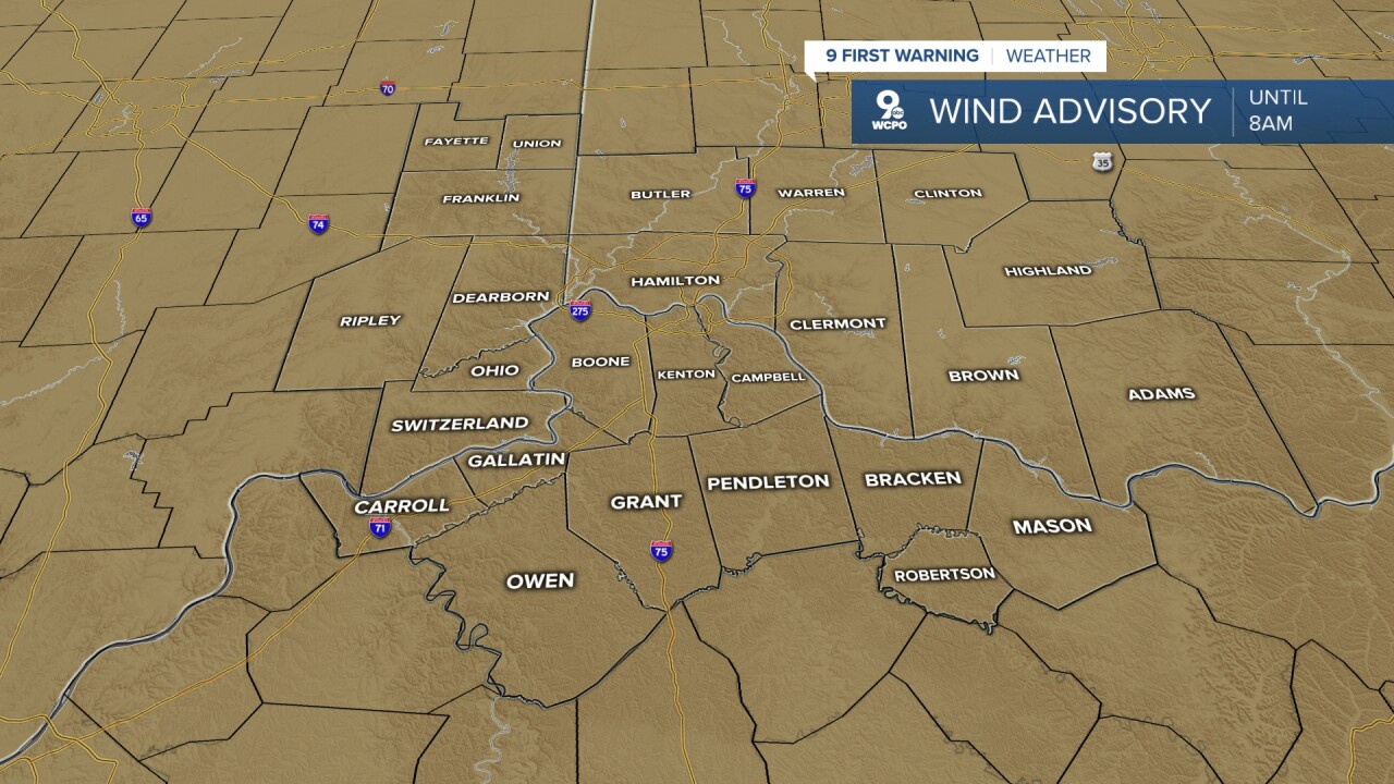 Wind Advisory until 8 a.m.