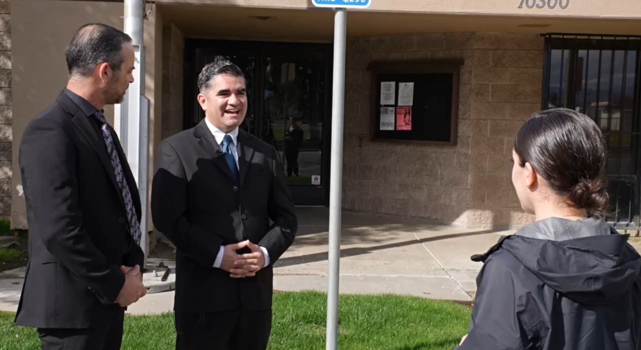 Neighborhood News Reporter Priscilla Lara Interviewing Josh Conner and Frank Cabrera, job developers for the Job Fest Team