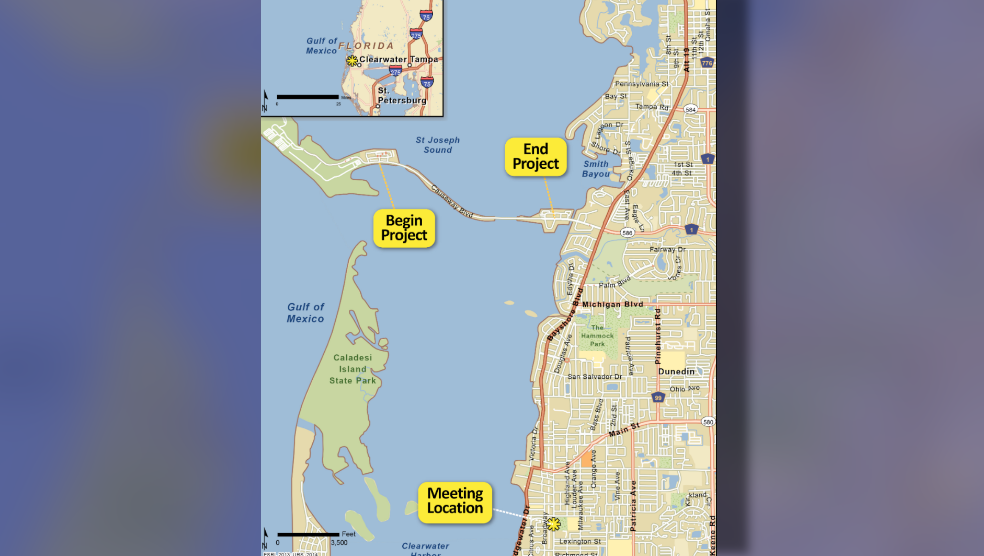 Map of Dunedin Causeway Bridges Project
