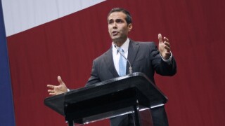 George P. Bush speaks at a victory party for the Texas attorney general in 2014.