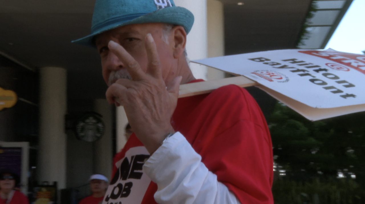 Hilton Bayfront union member on strike for day 12.