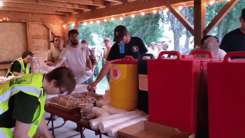 Firefighters assigned to the Harris Mountain Fire