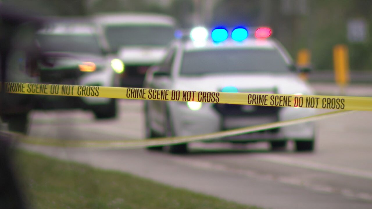 Crime scene tape with police lights, generic