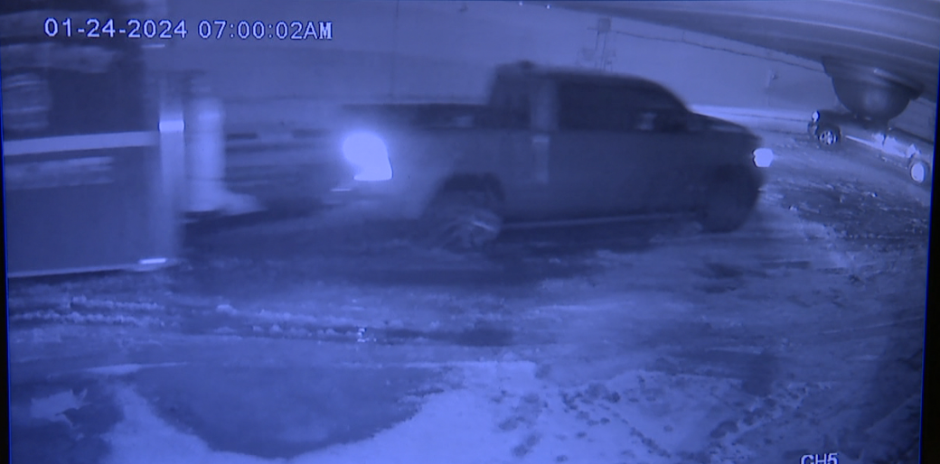The suspect's vehicle is described as a silver Ram pickup truck