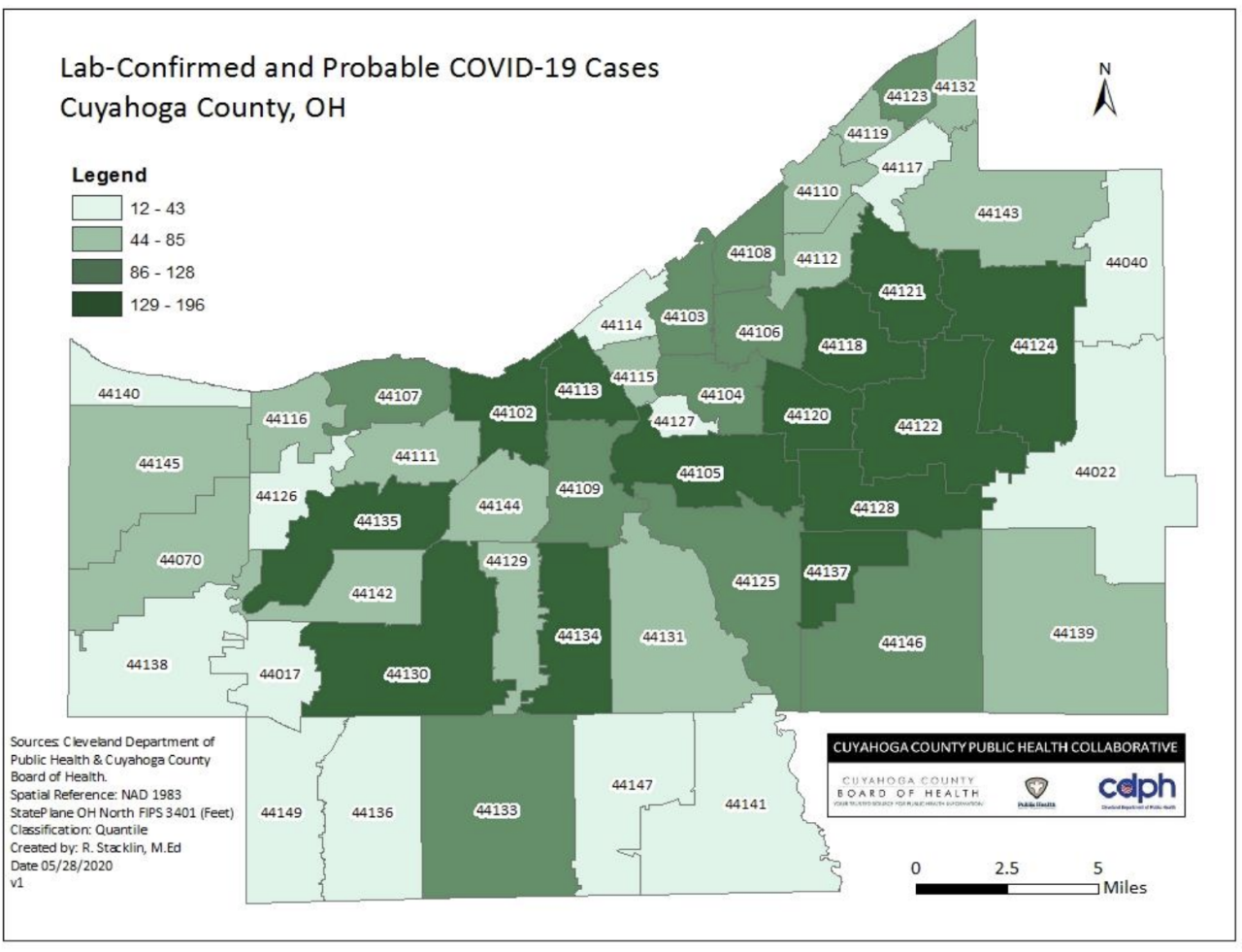 Lab-confirmed cases and probable cases by zip code.