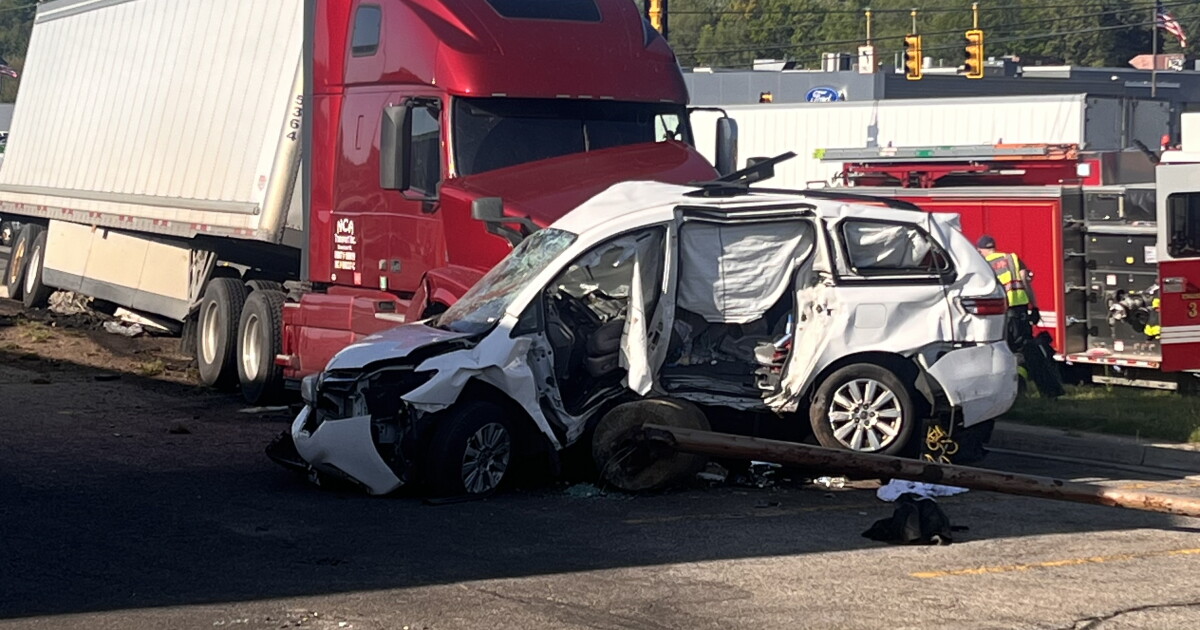 Minivan driver seriously hurt in crash with semi truck on Alpine Avenue