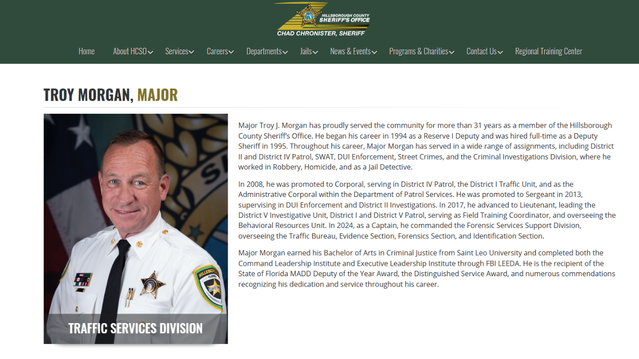 From report regarding Maj. Troy Morgan's termination (HCSO)