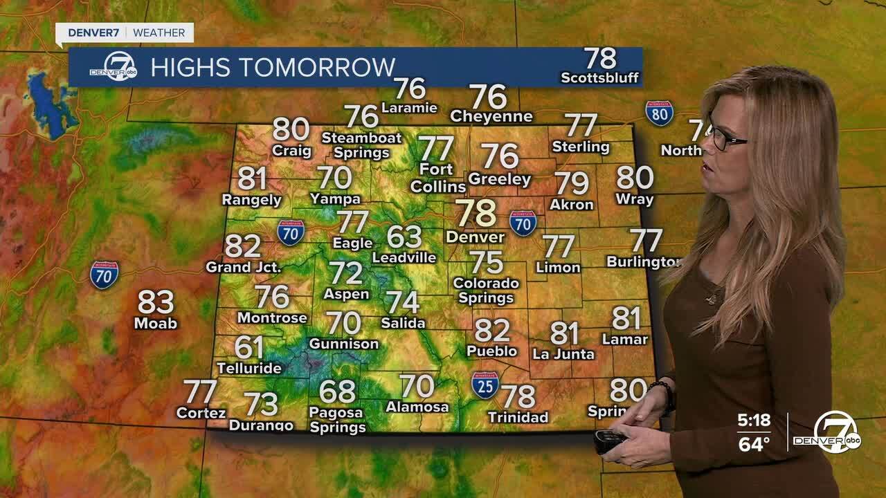 Highs on Saturday statewide