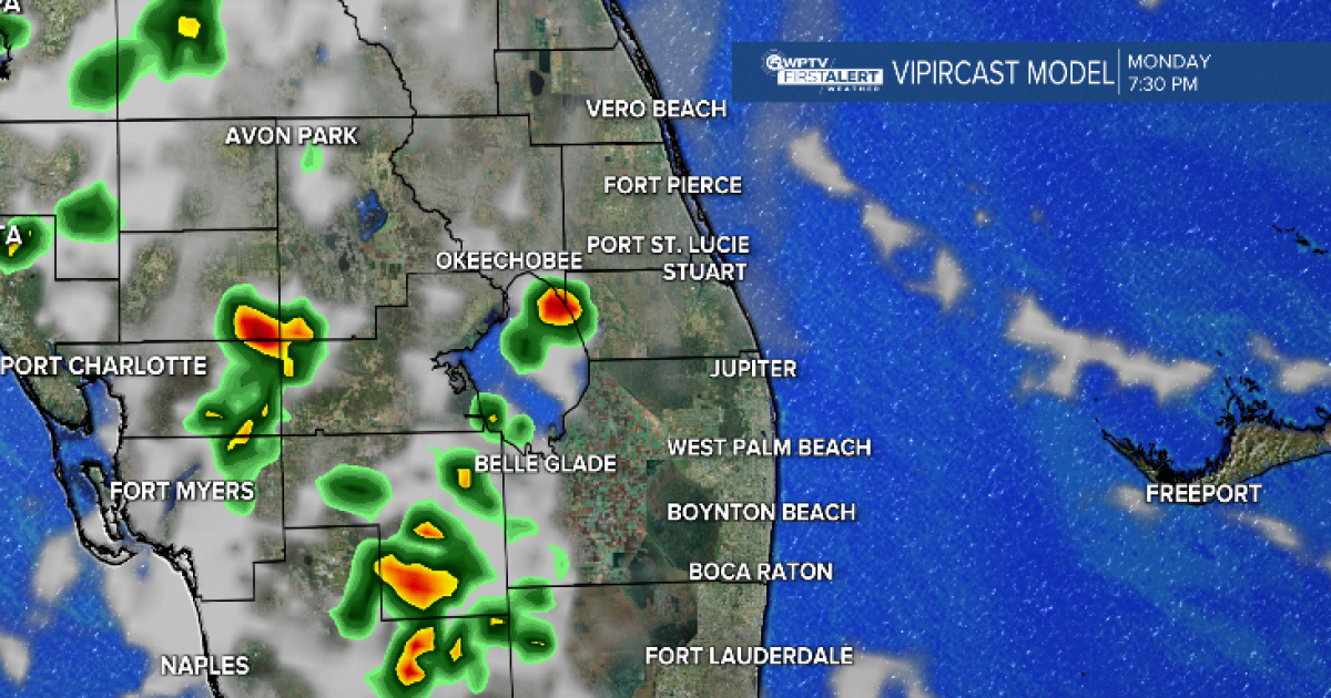 Mostly sunny and hot at the coast; few inland storms for Monday