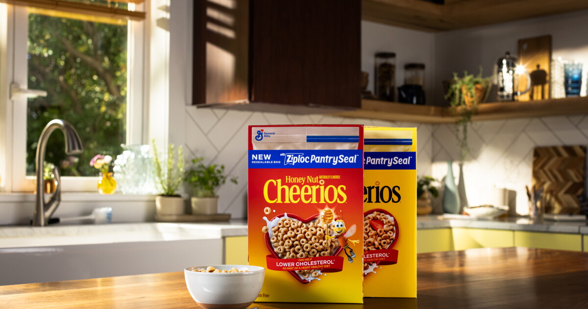 Cheerios adds resealable Ziploc bags to cereal boxes for first time