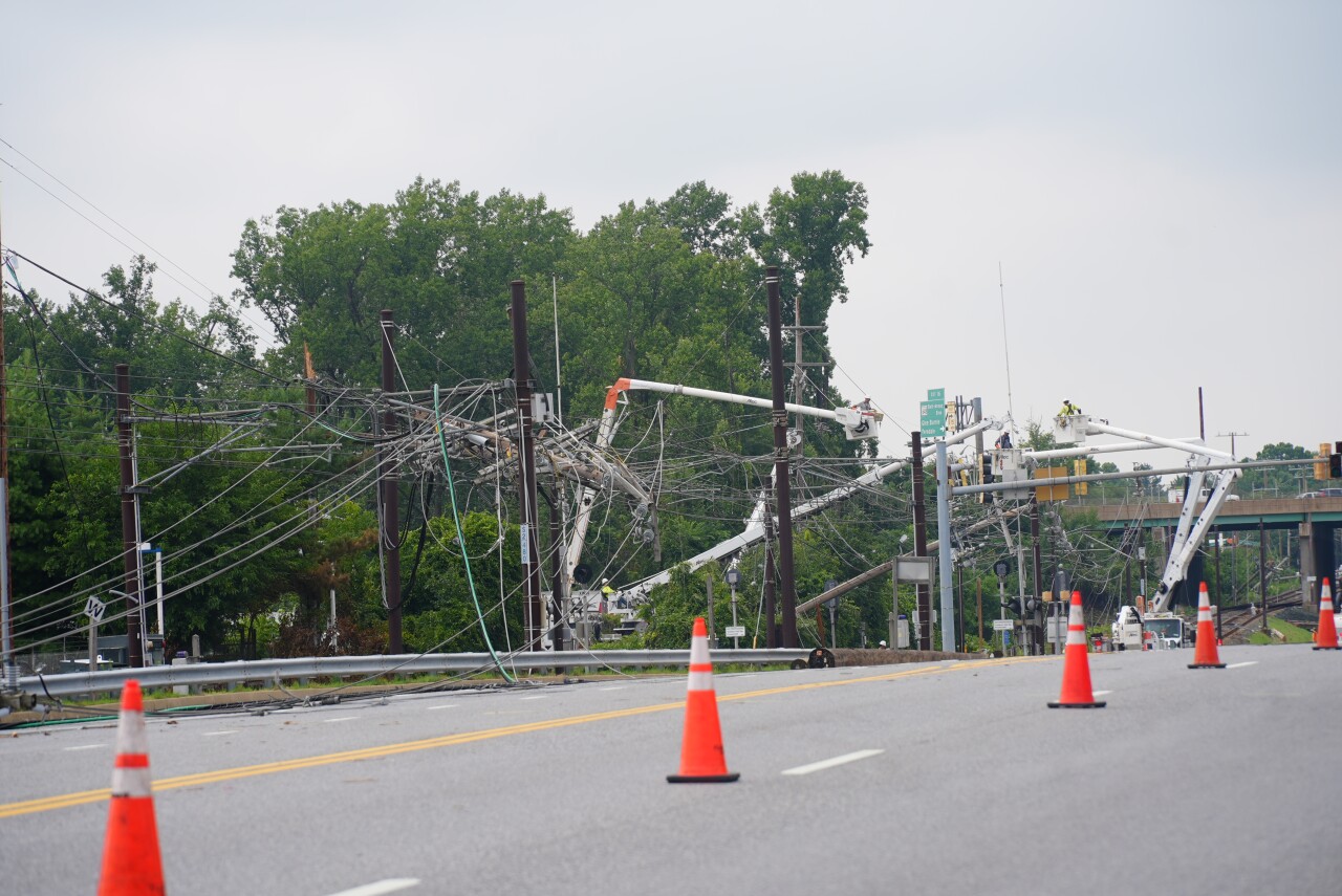 BGE crews working to clear storm damage along light rail