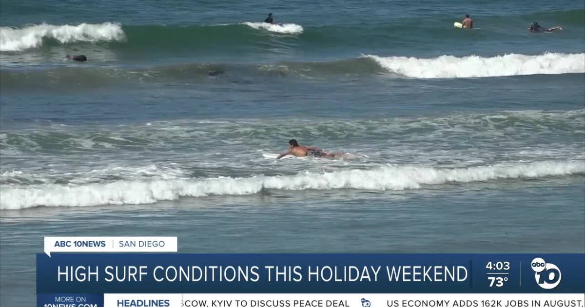 High surf and rip currents create dangerous conditions at San Diego beaches this Labor Day weekend