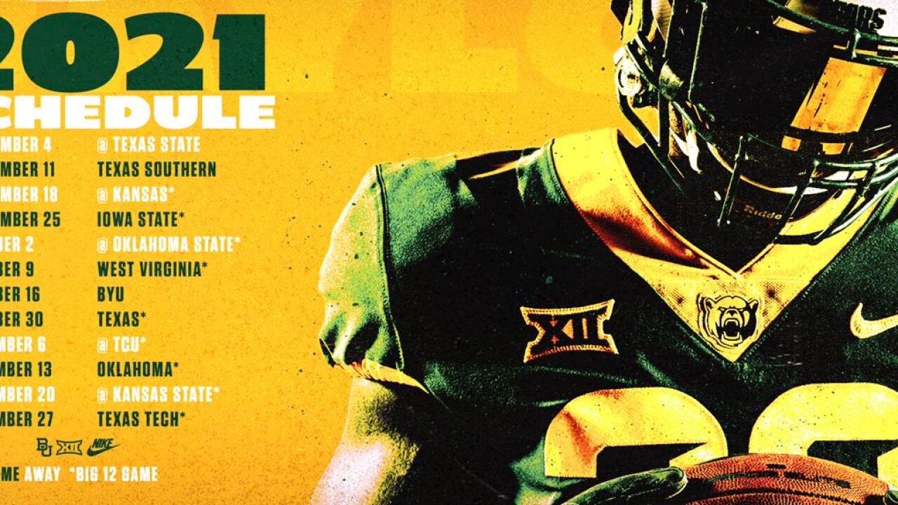 Baylor releases 2021 football schedule, features seven home games Baylor releases 2021 football schedule, features seven home games
