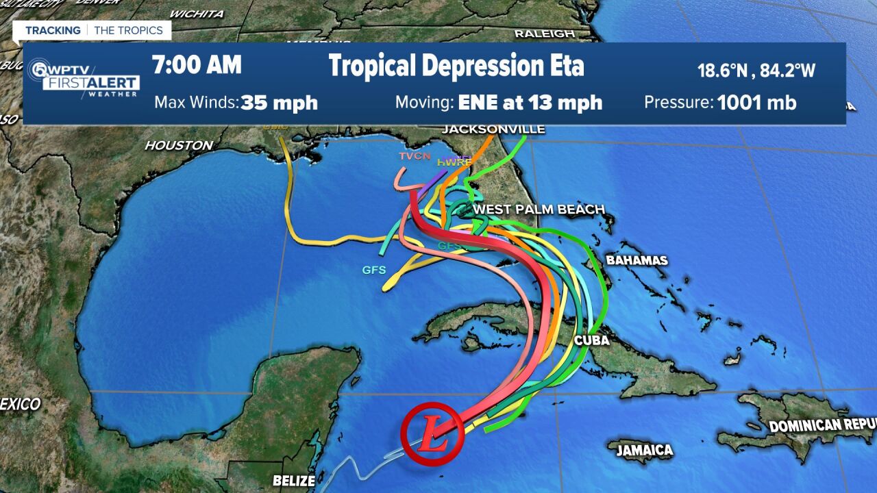 Tropical Depression Eta 7 a.m. computer models