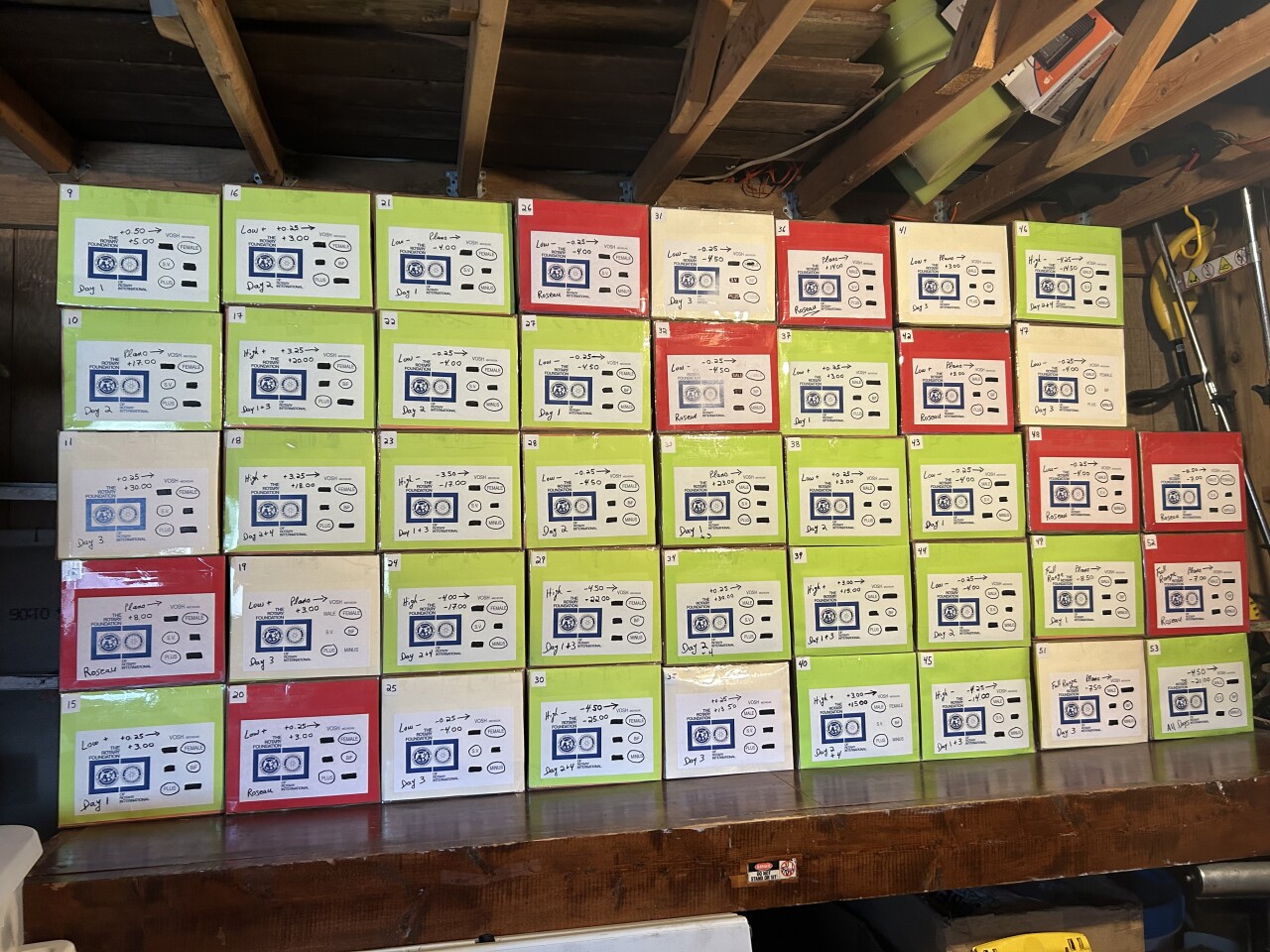 Boxes of eyeglasses set to accompany FSU optometry students to Dominica.