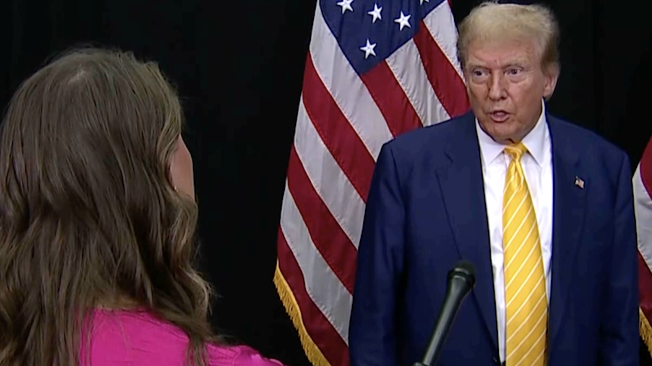 Rachel Louise Just of Scripps News Phoenix with former President Trump
