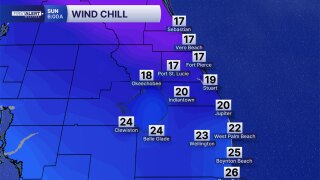 Wind chill forecast for Feb. 1, 2026
