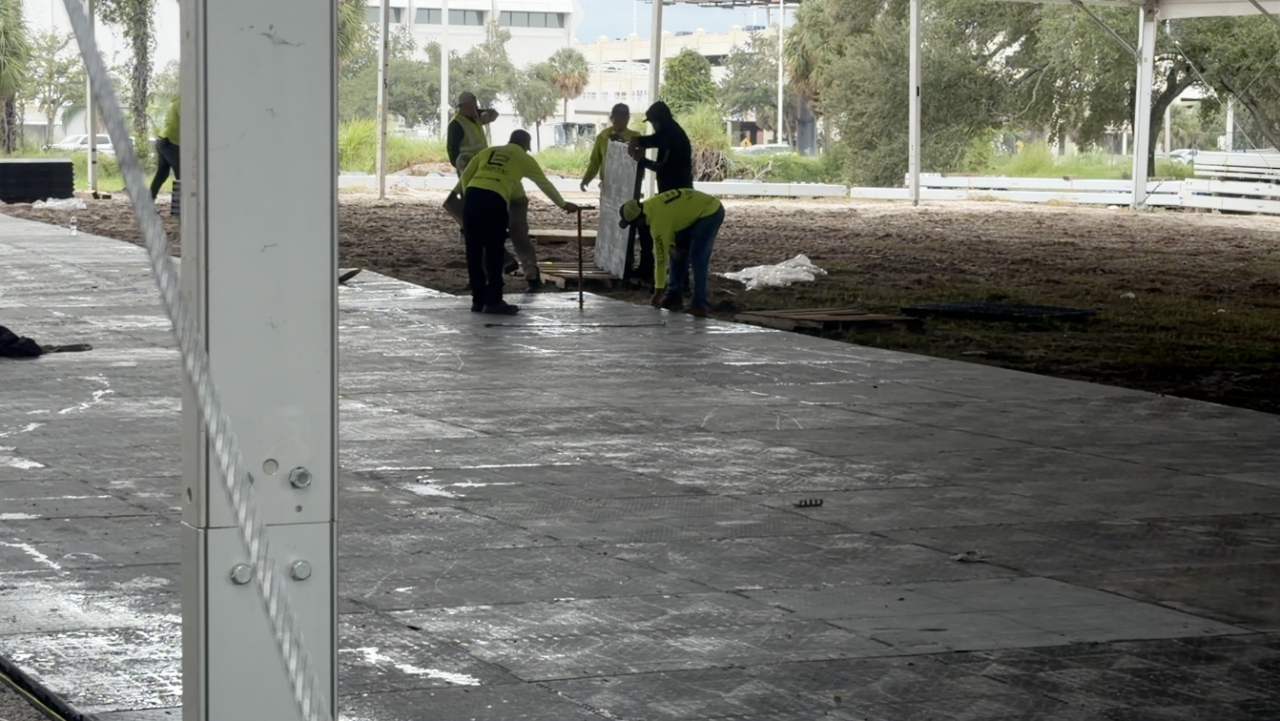 Crew constructs Metropolitan Ministries Holiday Tent