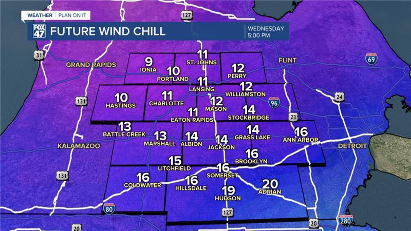 Strong winds make wind chills feel like the lower teens and possibly the single digits