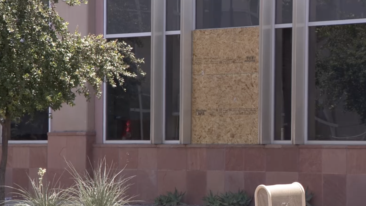 Maricopa County Medical Examiner's Office boarded up window