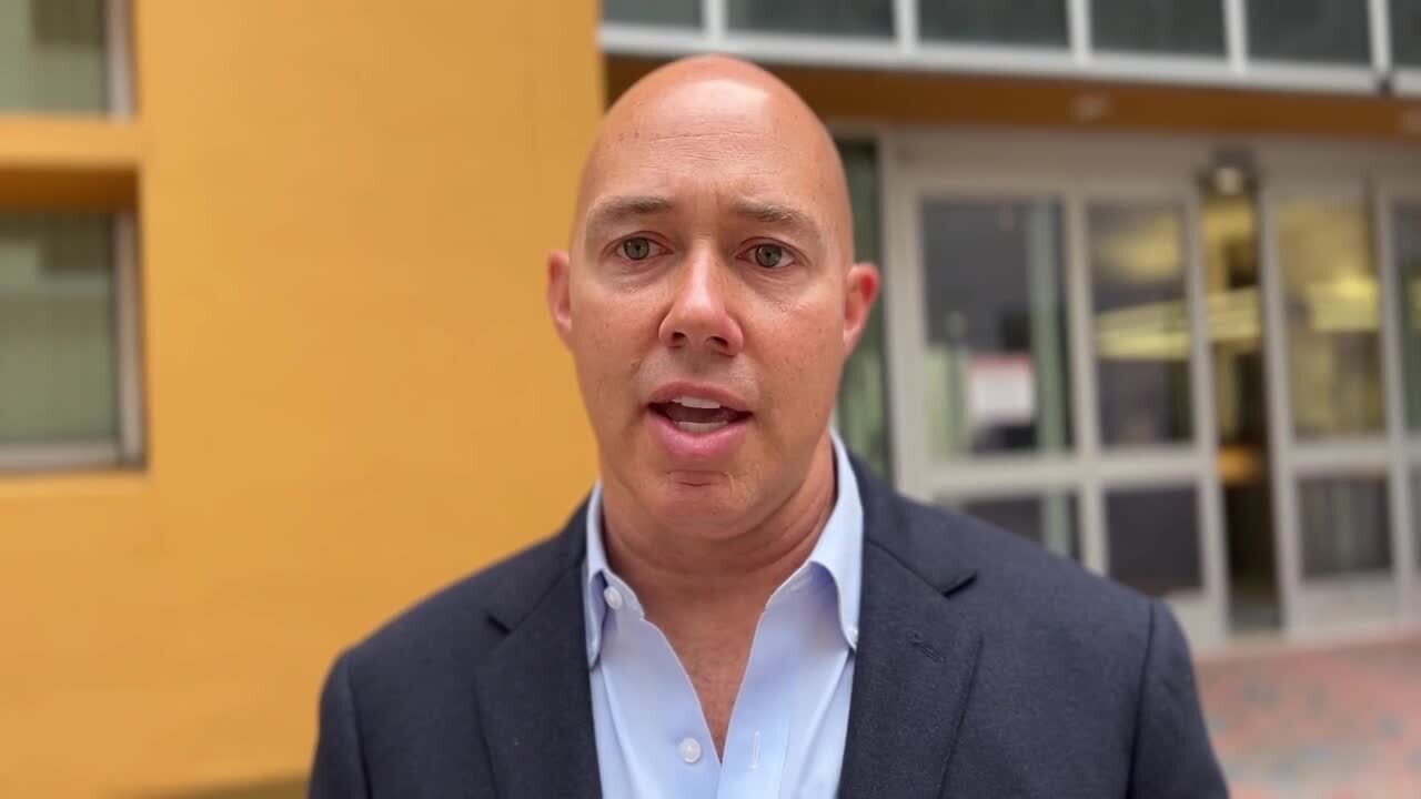 Republican U.S. Rep. Brian Mast spoke to Fort Pierce City Commission the city needs to be cleaned up. Jan. 8, 2024