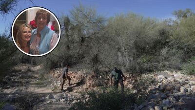 Law enforcement agents check vegetation areas around Nancy Guthrie’s home in Tucson, Ariz., Wednesday, Feb. 11, 2026.