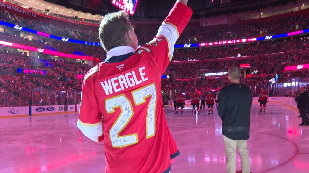 WPTV First Alert Weather chief meteorologist Steve Weagle was honored at the Philadelphia Flyers versus Florida Panthers hockey game on Nov. 26, 2025.