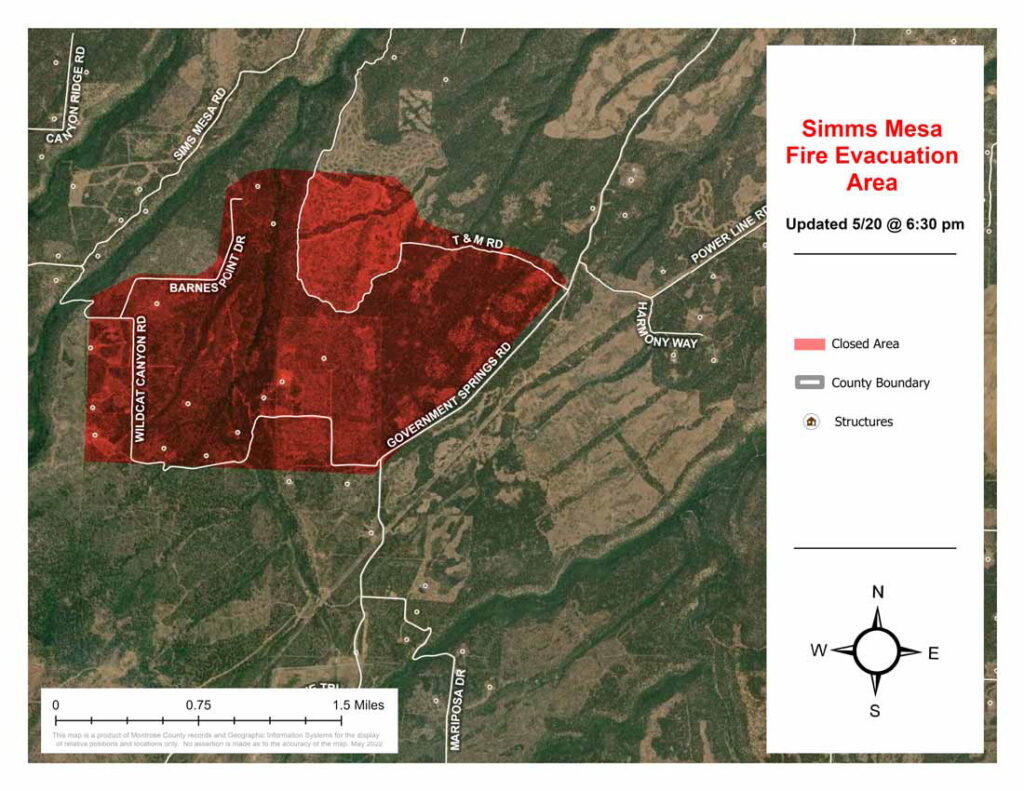 Simms Fire evacuation area 5-20 6:30p