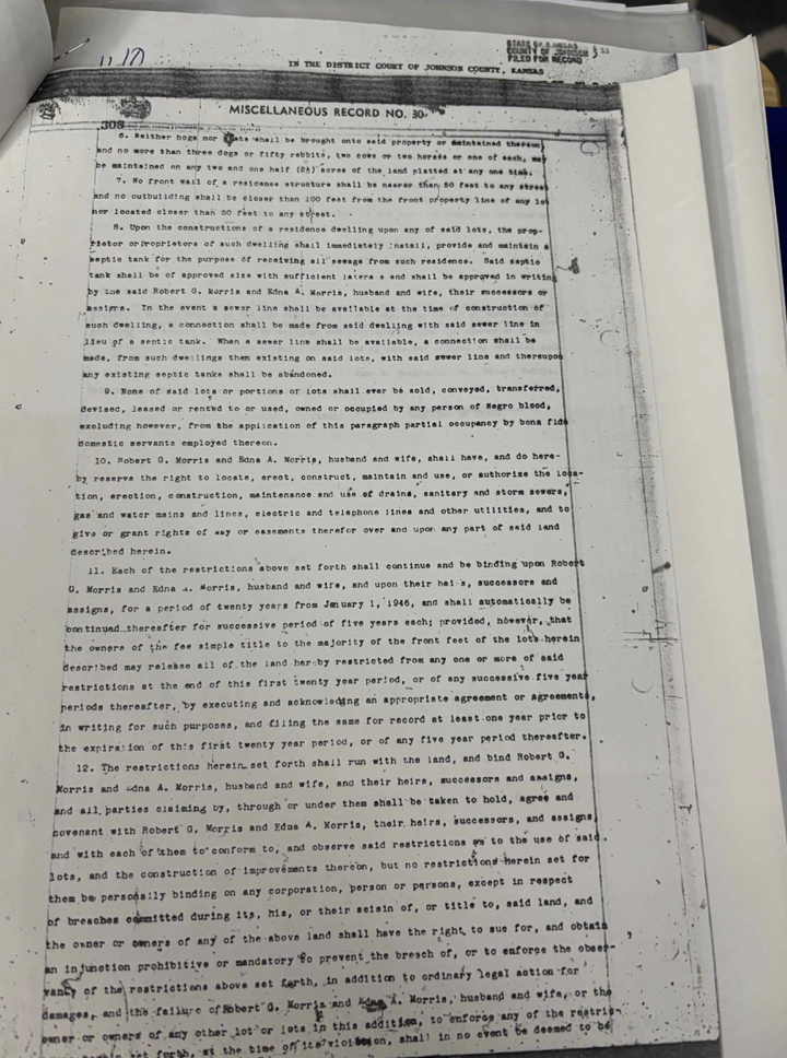 Racially restrictive covenant in Overland Park