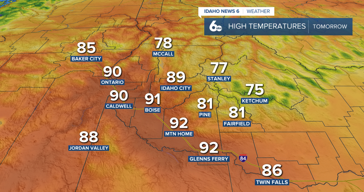 High temperatures tomorrow