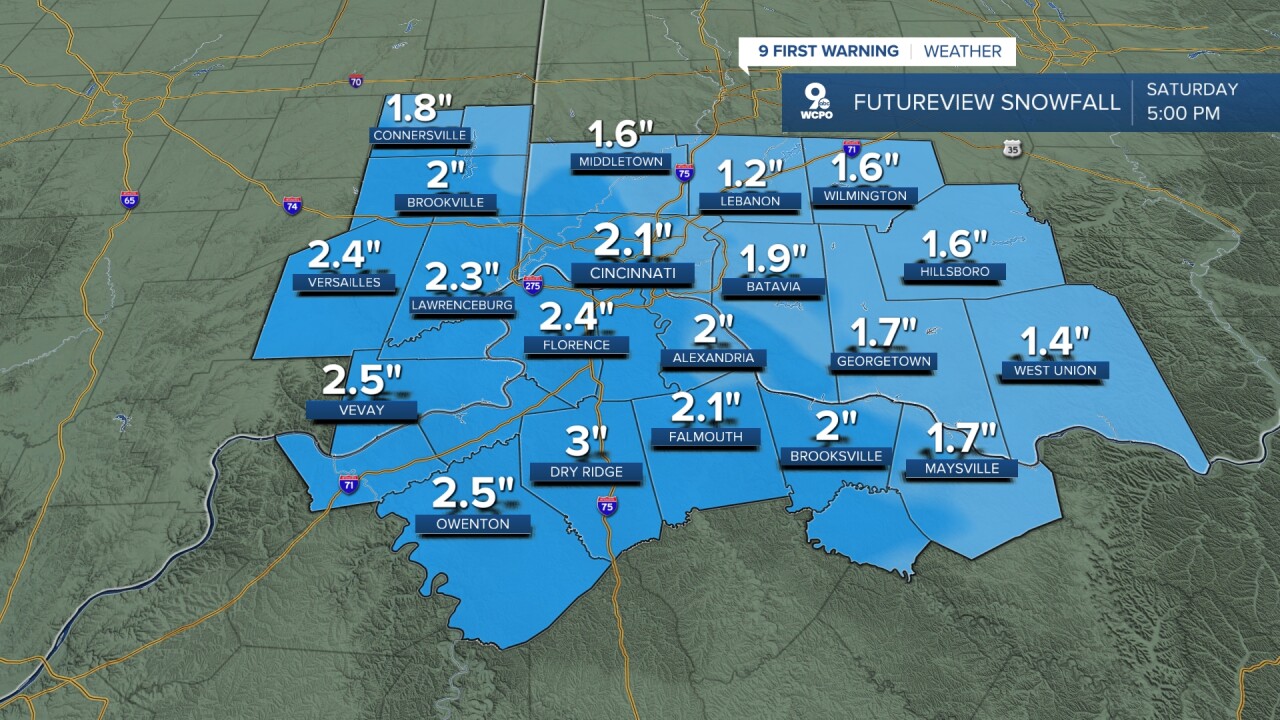 Saturday by 5 p.m. (max potential)