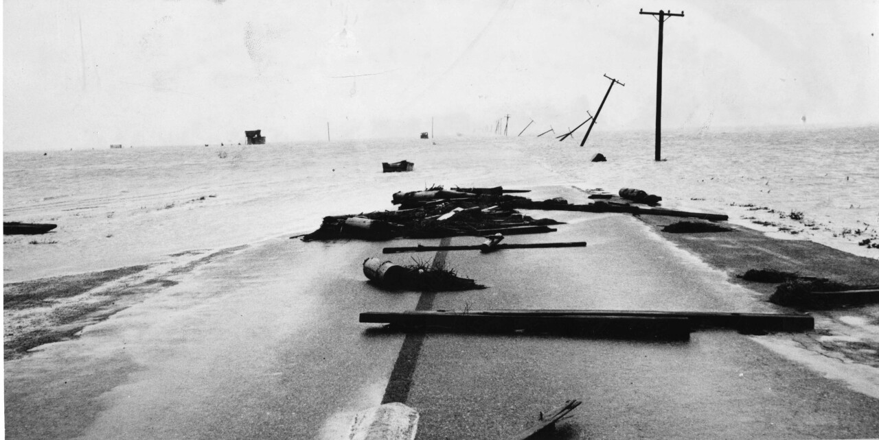 Hurricane Carla Damage to Padre Island Causeway - 1961.jpg