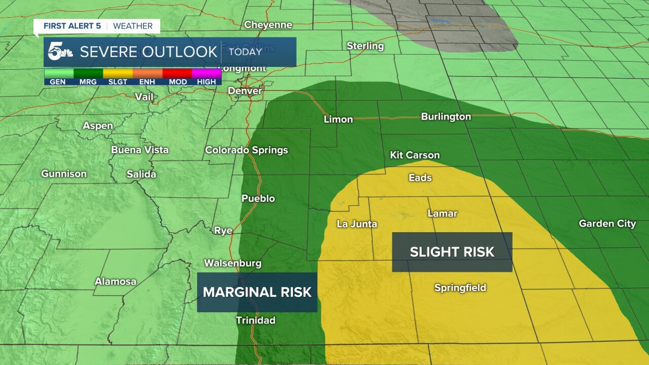 Isolated severe storms are possible once again Friday in southeastern Colorado