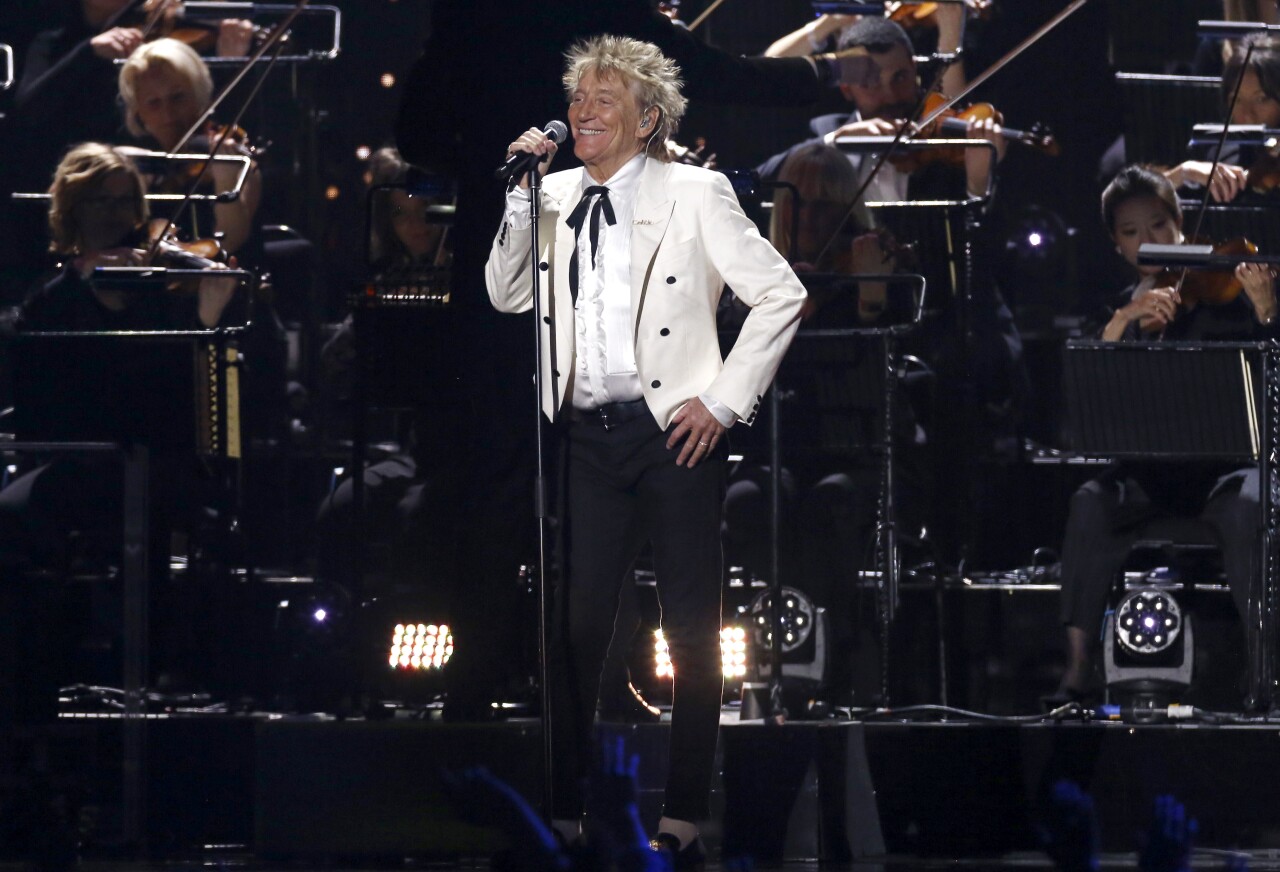 Rod Stewart performs in London in February 2020