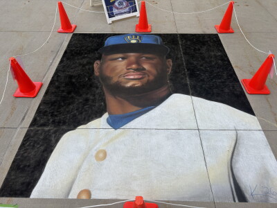 New Milwaukee resident Katie Bogan spent more than 20 hours creating a portrait of Jackson Chourio as Brewers excitement sweeps the city.