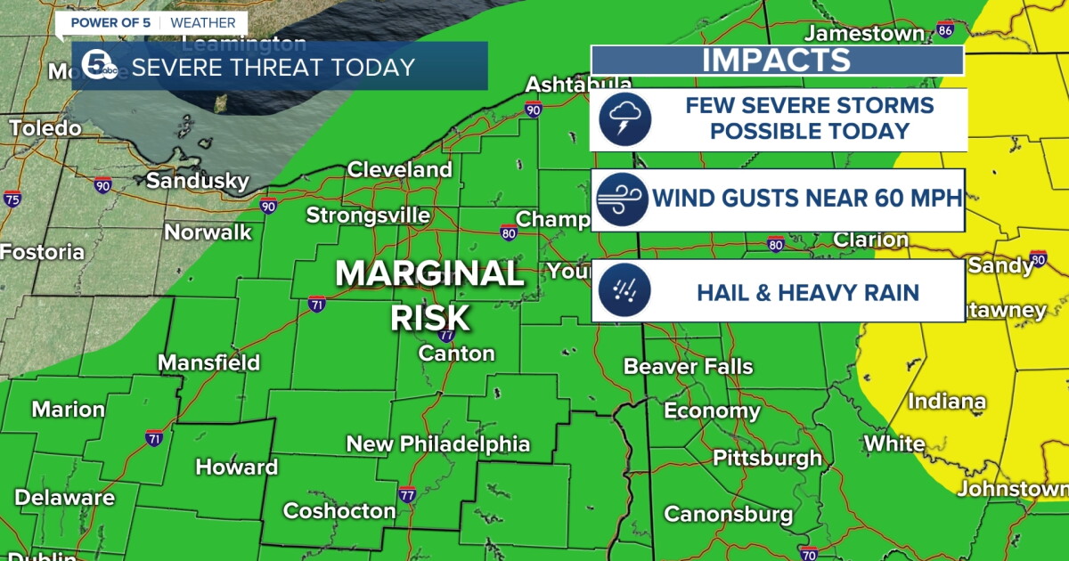 Rounds of storms could produce damaging wind gusts, heavy rain