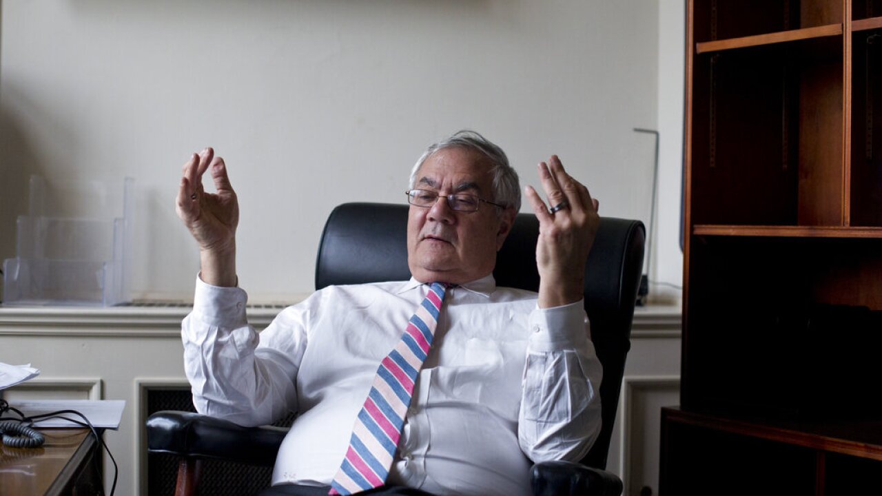 This photo taken Dec. 12, 2012 shows Rep. Barney Frank, D-Mass., the nation's most prominent gay politicians, speaks about his impending retirement during an interview with The Associated Press on Capitol Hill in Washington. 