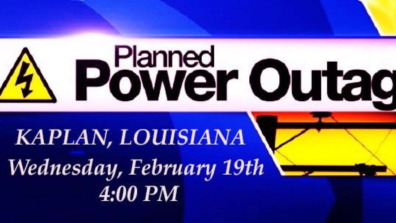 Power Outage Planned Wednesday For West Side Of Kaplan