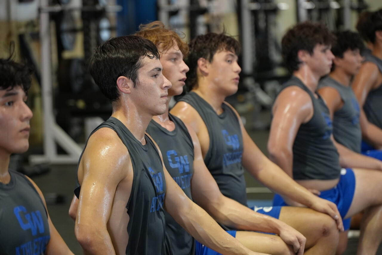 George West football in weight room 2026