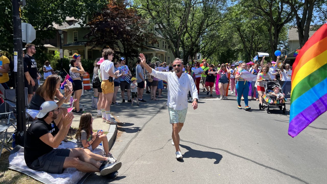 New York Assemblyman Harry Bronson at last year's Pride Parade in Rochester, New York.