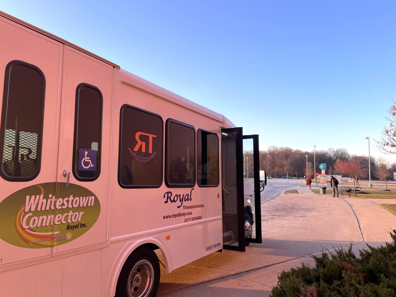 Whitestown Connector shuttle from the side at dusk.jpg