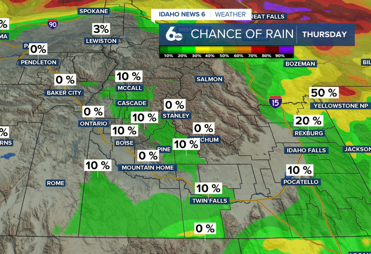 Chance of rain Thursday