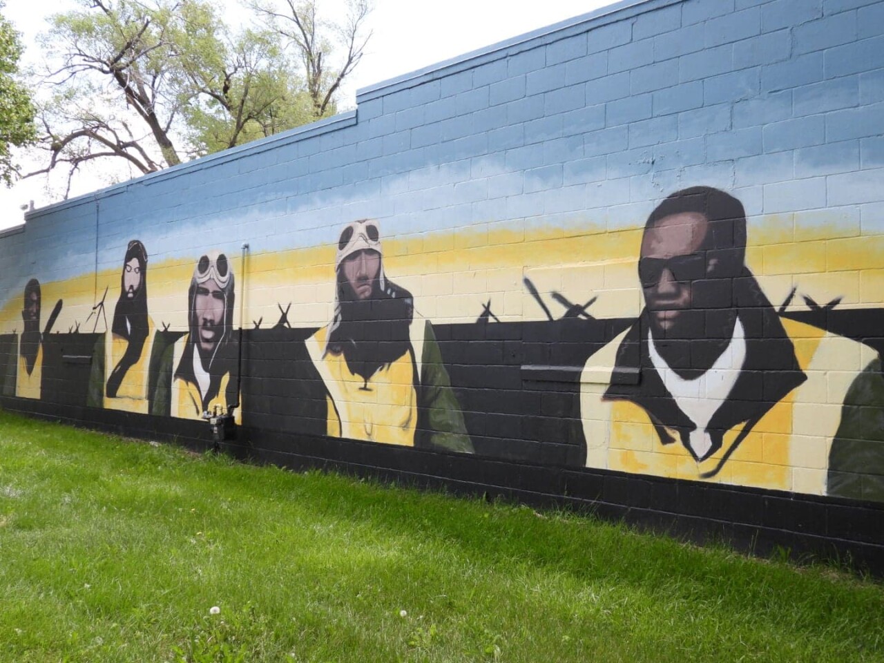 Tuskegee Airmen mural at the Great Plains Black History Museum.jpg