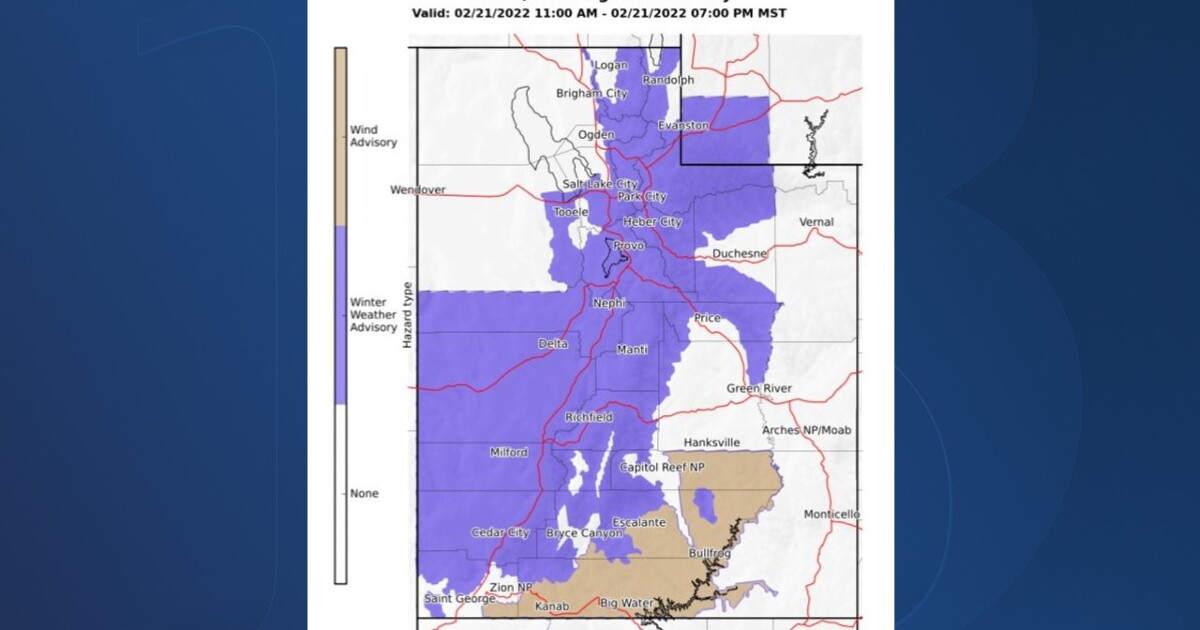 Winter Weather Advisory issued for most of Utah