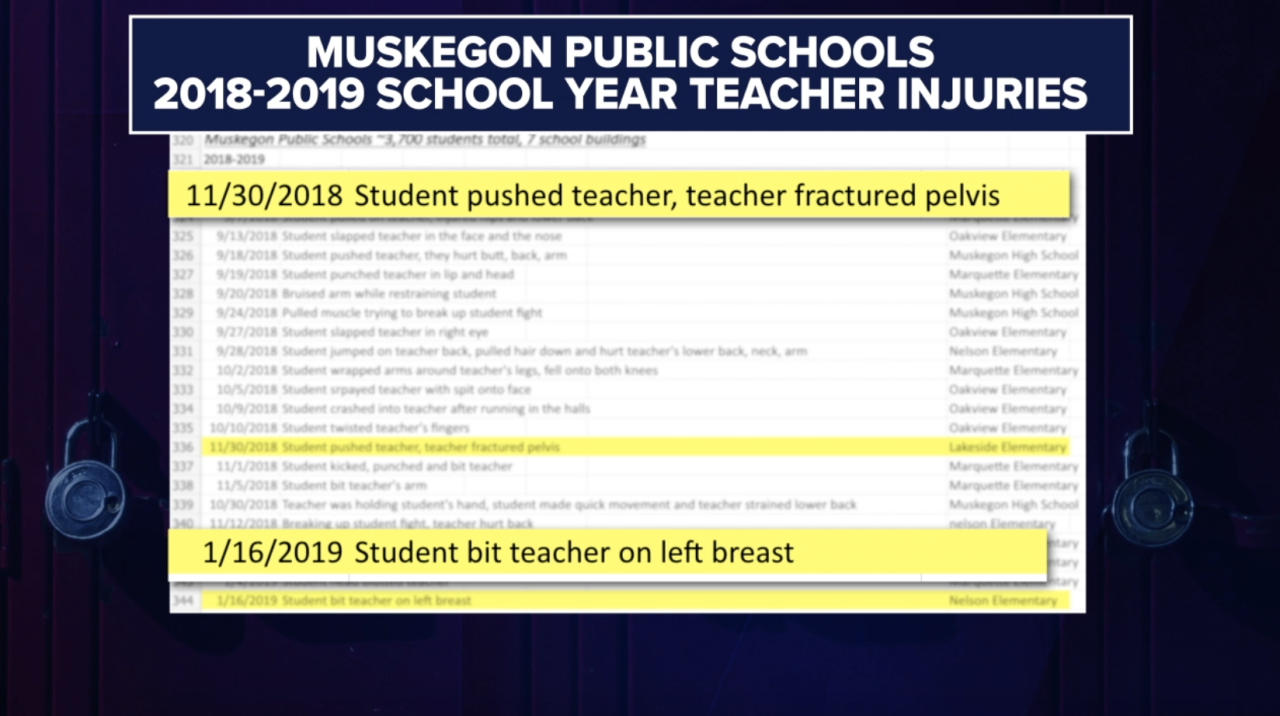 Muskegon Public Schools 2018-2019 School Year Teacher Injuries