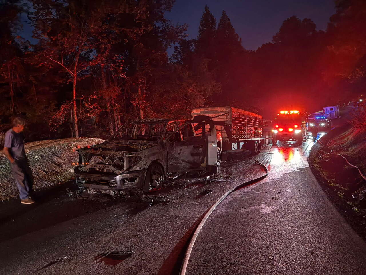 Pickup truck fire at Mine Made Adventure Park