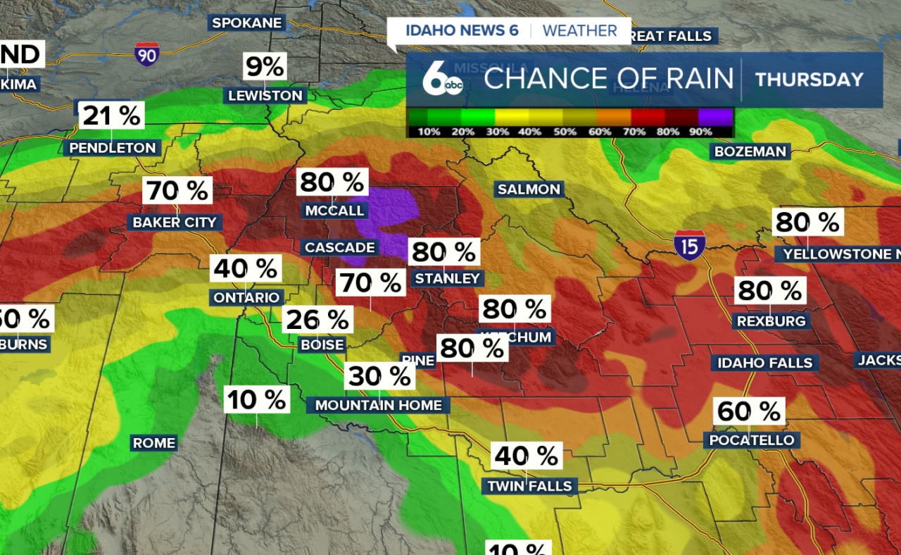 Chance of rain Thursday