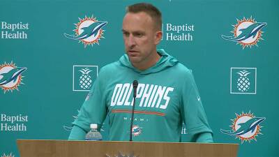 Miami Dolphins head coach Jeff Hafley speaks to the media on July 28, 2026, as the team prepares to begin training camp.